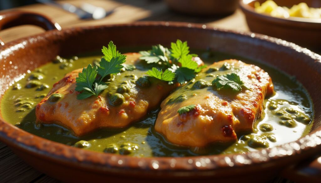 Pollo al Estilo Criollo con Crema de Cilantro