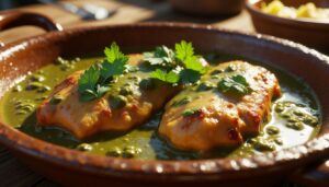 Pollo al Estilo Criollo con Crema de Cilantro